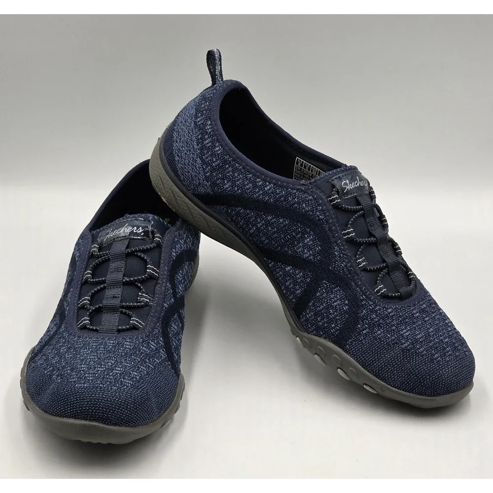 Skechers Breathe Easy Slip On Women's 8 Navy Relaxed Fit Walking Shoes - Picture 7 of 12